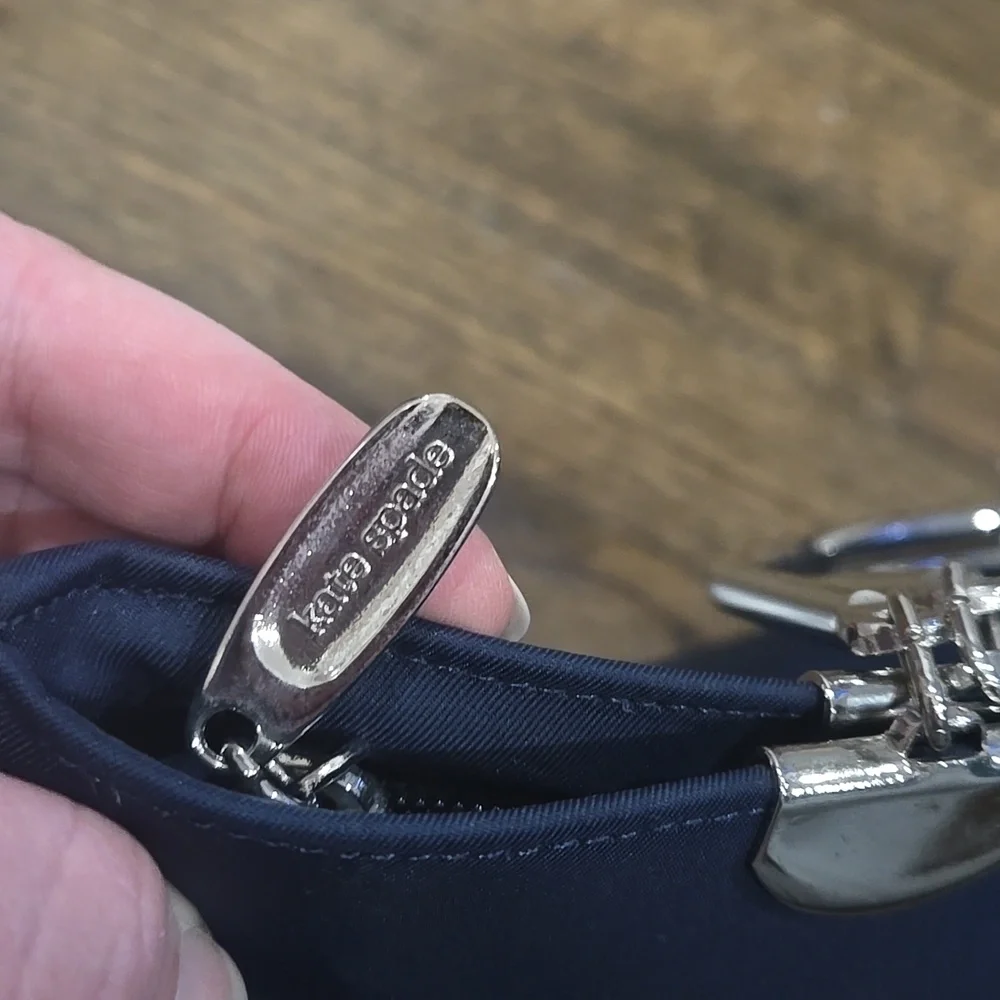 Kate Spade Vintage Small Satchel Navy Purse Metal Handles RARE